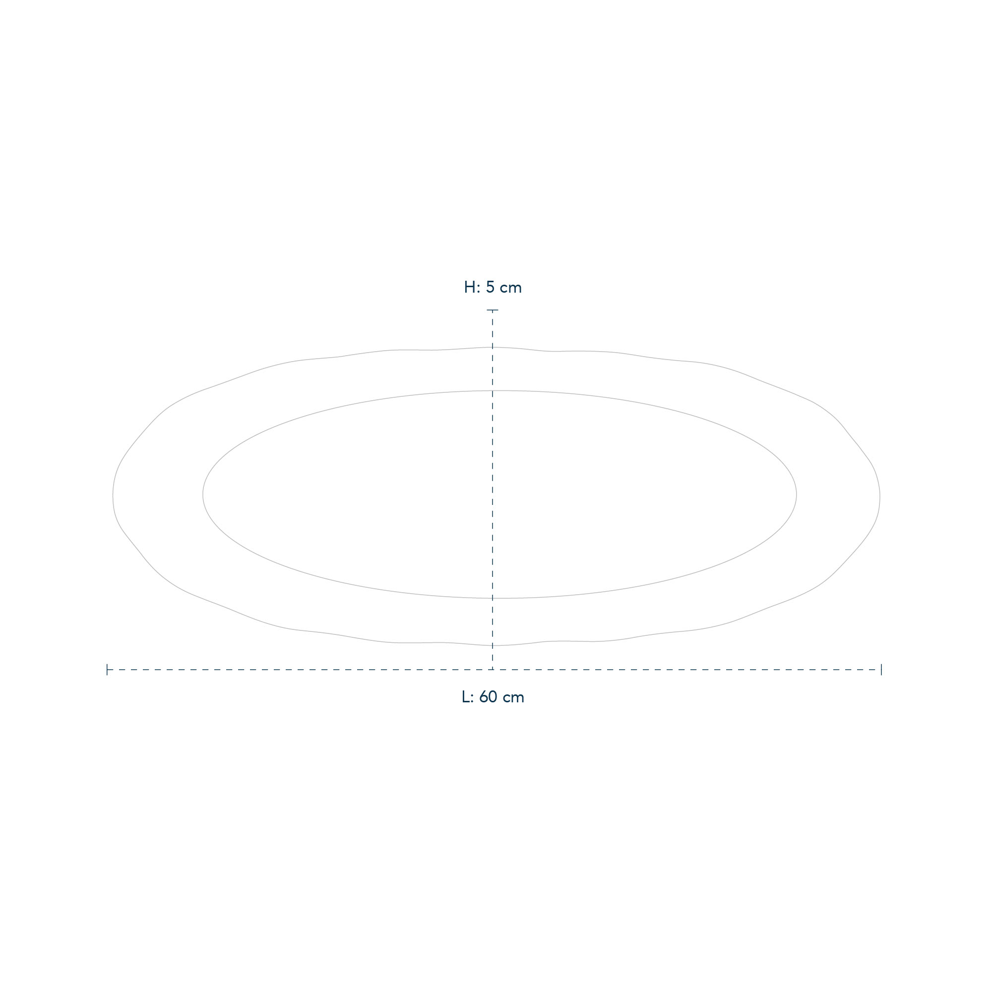 Line drawing of 1016761 Blue Fluted Plain Dish 60cm